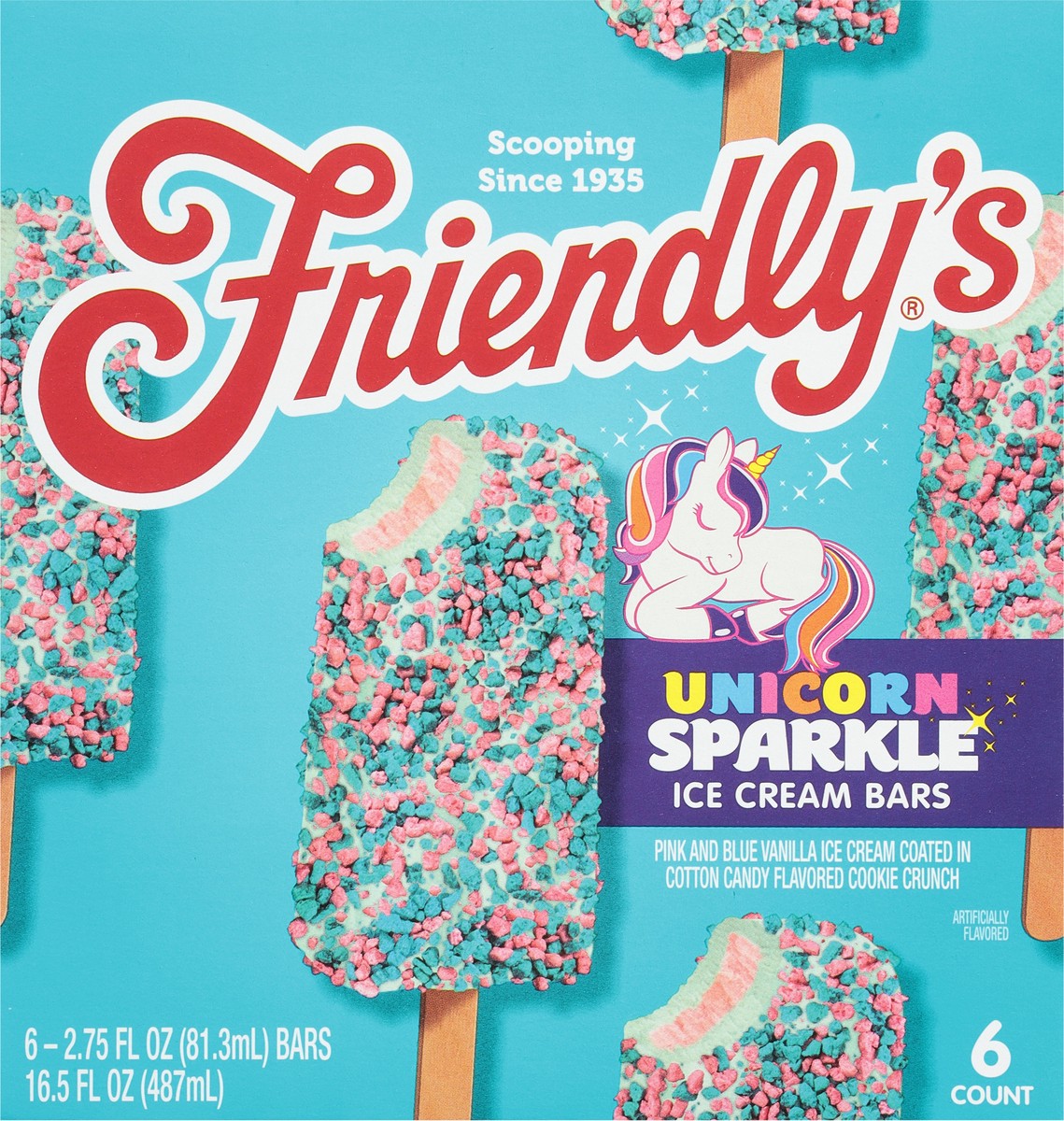 slide 6 of 9, Friendly's Unicorn Sparkle Ice Cream Bars, 6 Count, 16.5 fl oz