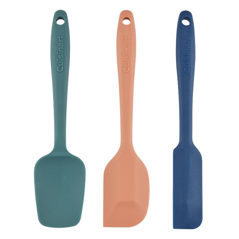 slide 1 of 4, Cuisinart 3pc Mini Silicone Spatula Set: Flexible Small Spreader for Cooking, Dishwasher-Safe, Multicolored Desert Palette, 3 ct
