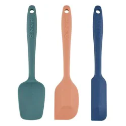 Cuisinart 3pc Mini Silicone Spatula Set: Flexible Small Spreader for Cooking, Dishwasher-Safe, Multicolored Desert Palette