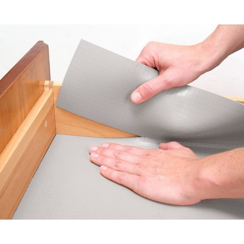 slide 3 of 6, Con-Tact 18"x4ft Zip-N-Fit Cool Gray Shelf Liner: Non-Adhesive, Grid Lines, Solid Pattern, Spot Clean, Wire Shelf Use, 4 ft