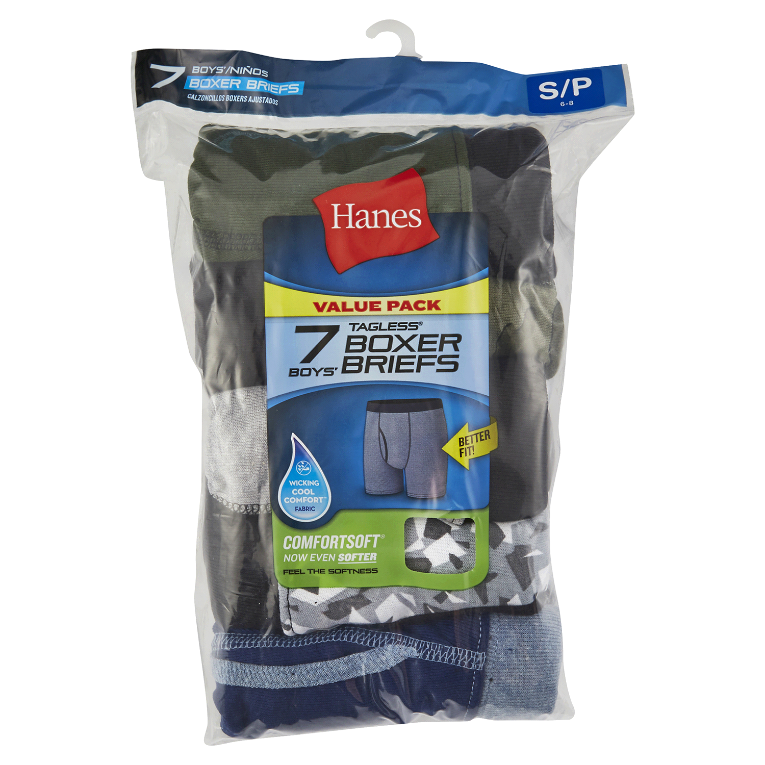 slide 1 of 1, Hanes Boys Tagless Boxer Briefs Small 6-7 Value Pack 7 ea, 7 ct