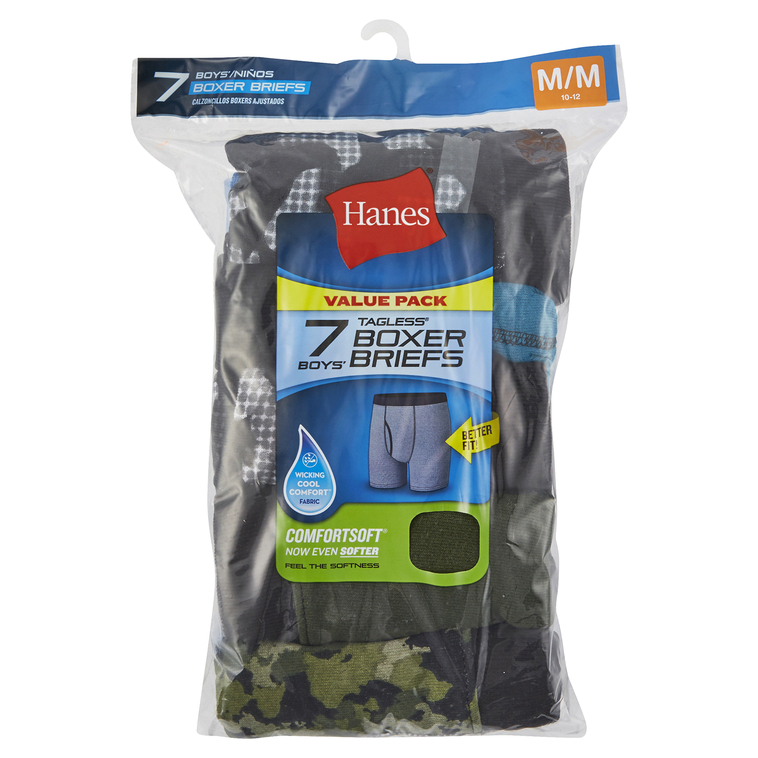 slide 1 of 1, Hanes Boys Tagless Boxer Briefs Medium 10-12 Value Pack 7 ea, 7 ct