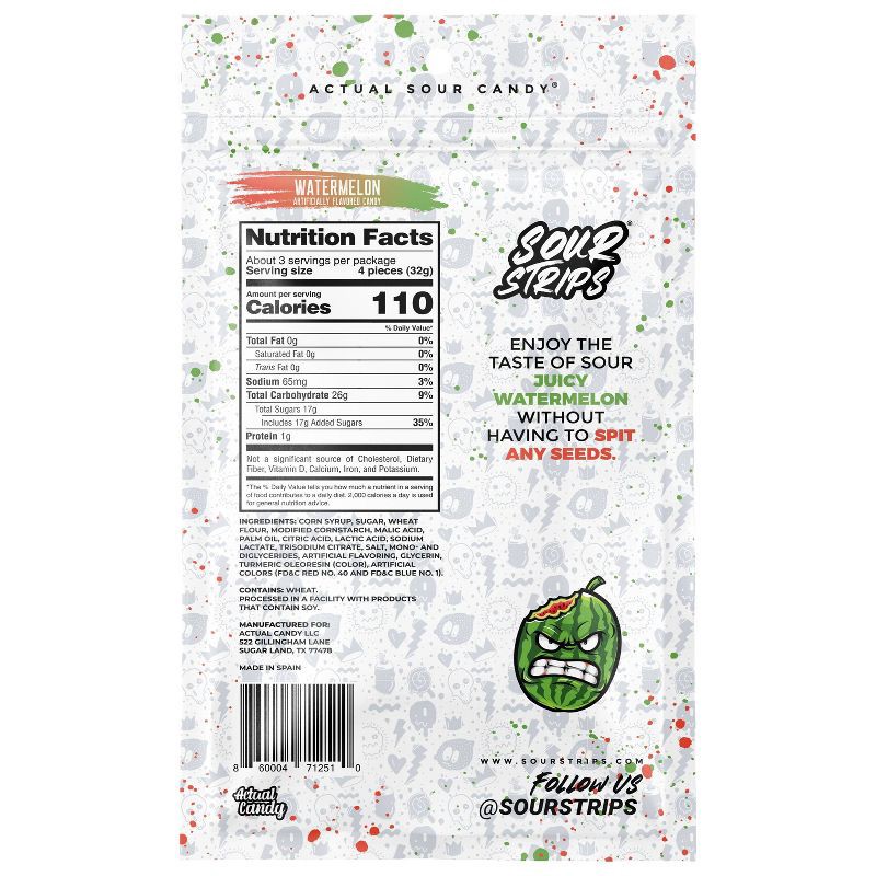 slide 2 of 3, Sour Strips Watermelon Candy Peg Bag - 3.4oz, 3.4 oz