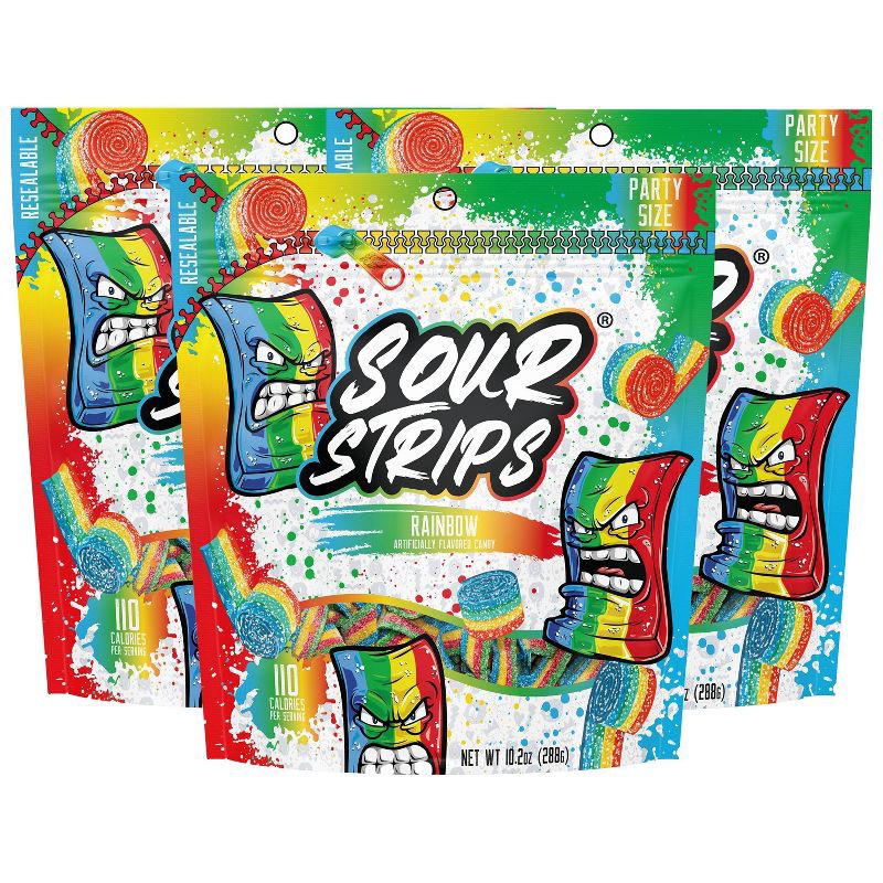slide 3 of 3, Sour Strips Rainbow Candy Party Pack - 10.2oz, 10.2 oz
