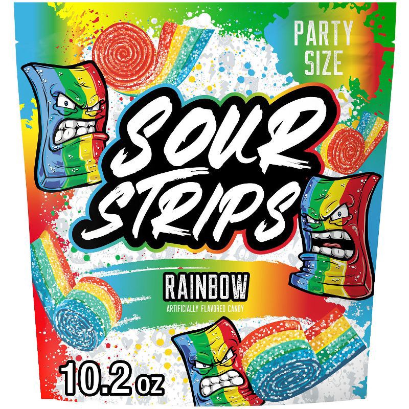 slide 1 of 7, Sour Strips Rainbow Candy Party Pack - 10.2oz, 10.2 oz