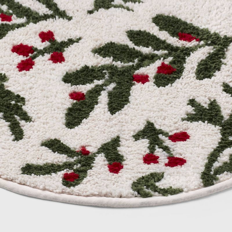 slide 3 of 4, 17"x24" Christmas Half Moon Botanical Bath Rug White - Wondershop™, 1 ct