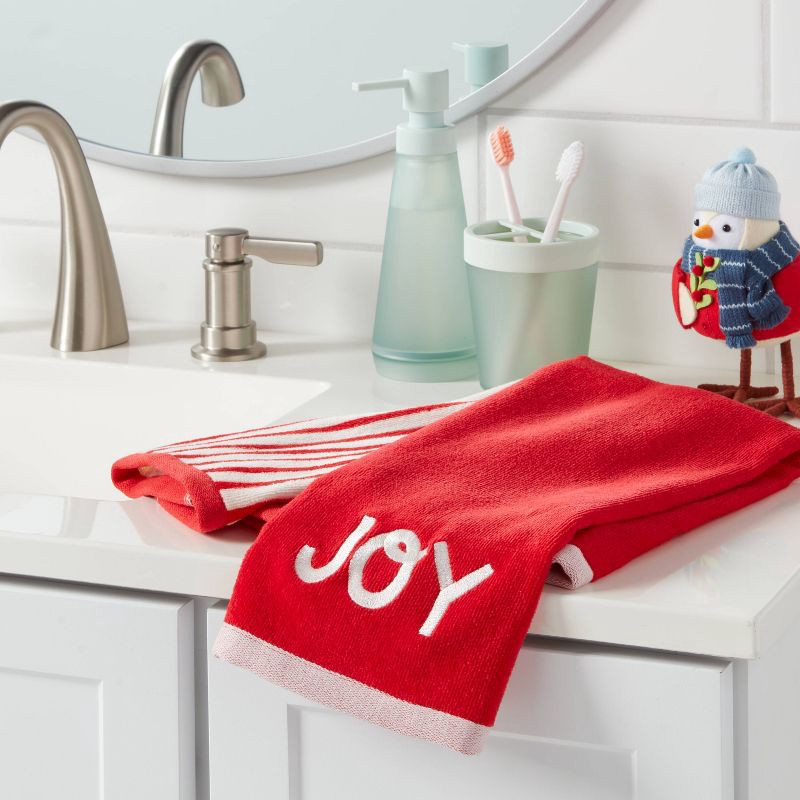 slide 2 of 3, 2pk Christmas 'Joy' Hand Towels Red - Wondershop™, 2 ct