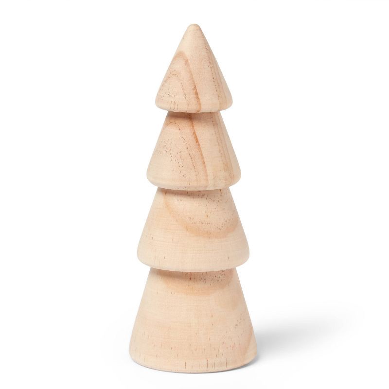 slide 1 of 3, Christmas Craft Tree Shaped Wood Base - Mondo Llama™, 1 ct