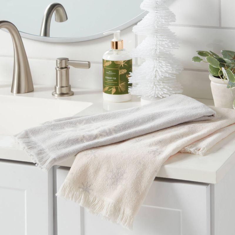 slide 2 of 3, 2pk Christmas Snowflake Hand Towels Gray/White - Wondershop™, 2 ct