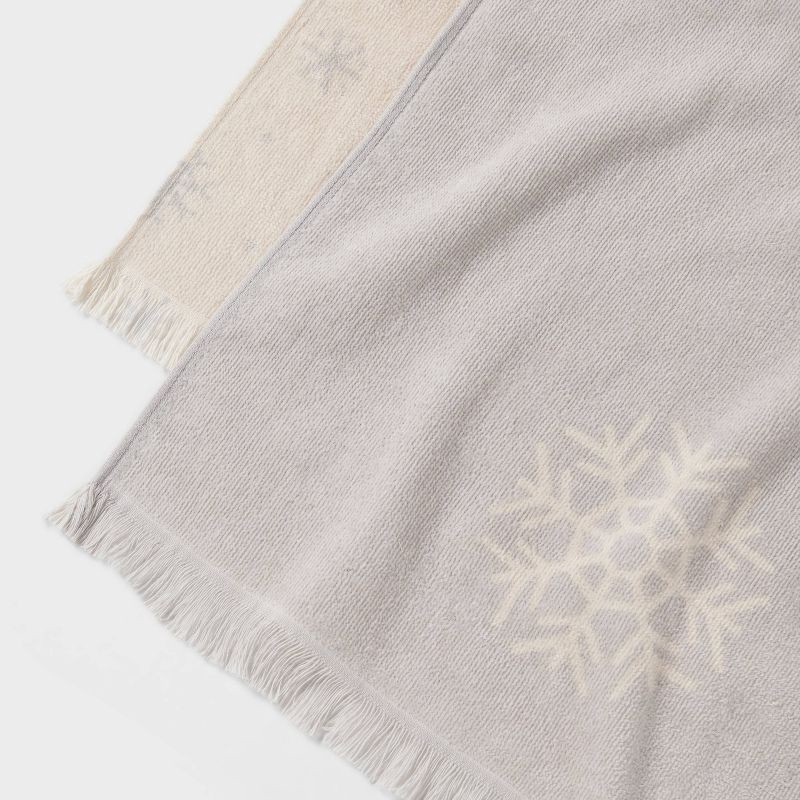 slide 3 of 3, 2pk Christmas Snowflake Hand Towels Gray/White - Wondershop™, 2 ct