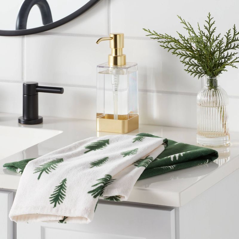 slide 2 of 3, 2pk Christmas Scattered Tree Hand Towels Green - Wondershop™, 2 ct