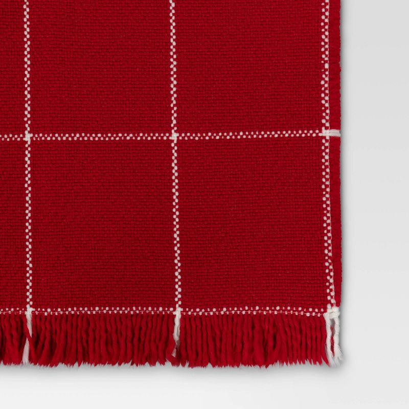 slide 4 of 5, Woven Windowpane Throw Blanket Red/Ivory - Threshold™, 1 ct