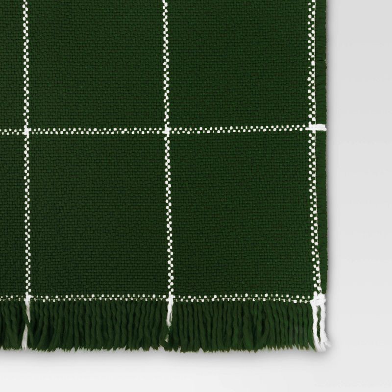 slide 4 of 5, Woven Windowpane Throw Blanket Green/Ivory - Threshold™, 1 ct