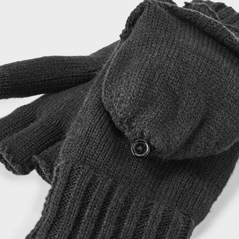 slide 2 of 3, Men's Covertible with Fleece Flip Top Mittens - Goodfellow & Co™ Black One Size Fits Most, 1 ct