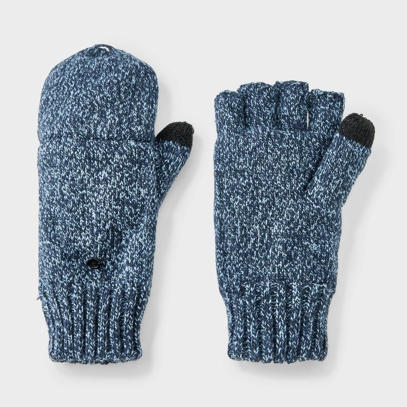 slide 1 of 3, Men's Covertible with Fleece Flip Top Mittens - Goodfellow & Co™ Blue One Size Fits Most, 1 ct