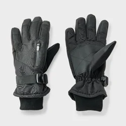 Men's Zip Pocket Ribstop Ski Gloves - Goodfellow & Co™ Black L/XL