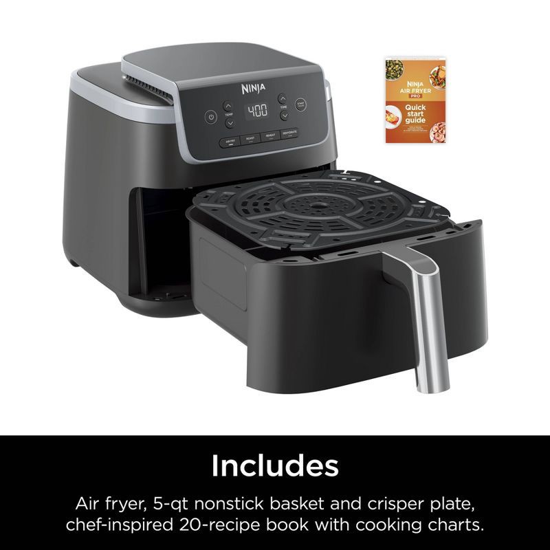 slide 9 of 10, Ninja Air Fryer Pro 4-in-1 AF141: 5-Quart, 1750W, Dishwasher-Safe Parts, Gray, Metal & Plastic, 1 ct