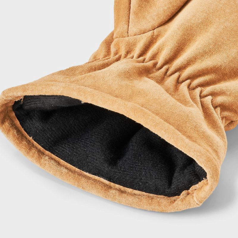 slide 3 of 3, Men's Lined Suede Leather Mittens - Goodfellow & Co™ Tan S/M, 1 ct