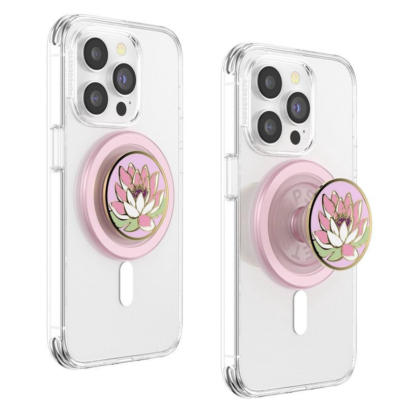 slide 2 of 8, PopSockets Magnetic Enamel Phone Grip with MagSafe, Magnetic Adapter Ring Included – Water Lily, 1 ct