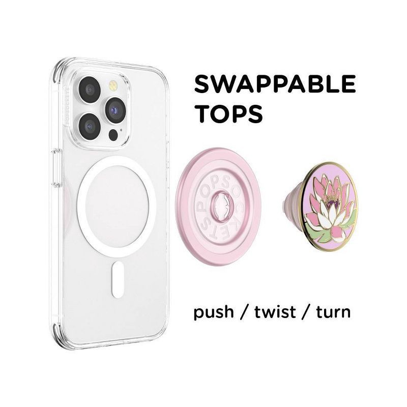 slide 3 of 8, PopSockets Magnetic Enamel Phone Grip with MagSafe, Magnetic Adapter Ring Included – Water Lily, 1 ct