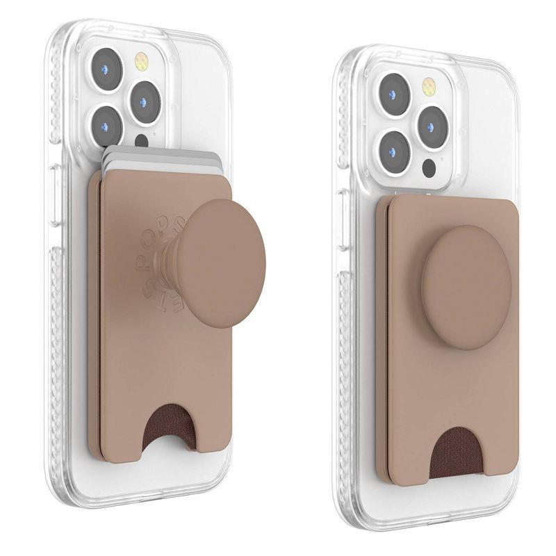 slide 2 of 7, PopSockets Magnetic Phone Wallet with Grip and MagSafe, Magnetic Adapter Ring Included - Latte, 1 ct