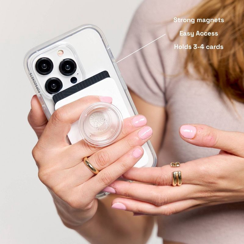 slide 6 of 7, PopSockets Magnetic Phone Wallet with Grip and MagSafe, Magnetic Adapter Ring Included - Latte, 1 ct