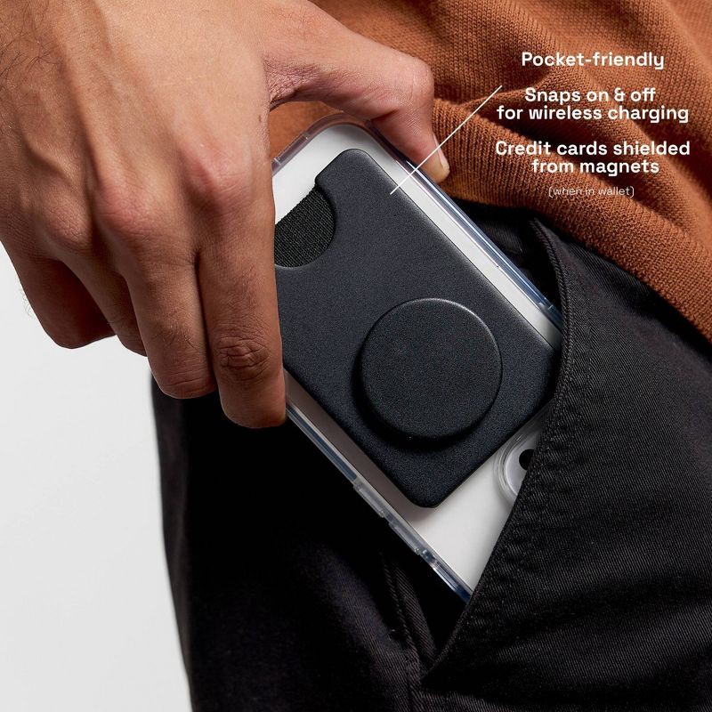 slide 7 of 7, PopSockets Magnetic Phone Wallet with Grip and MagSafe, Magnetic Adapter Ring Included - Latte, 1 ct