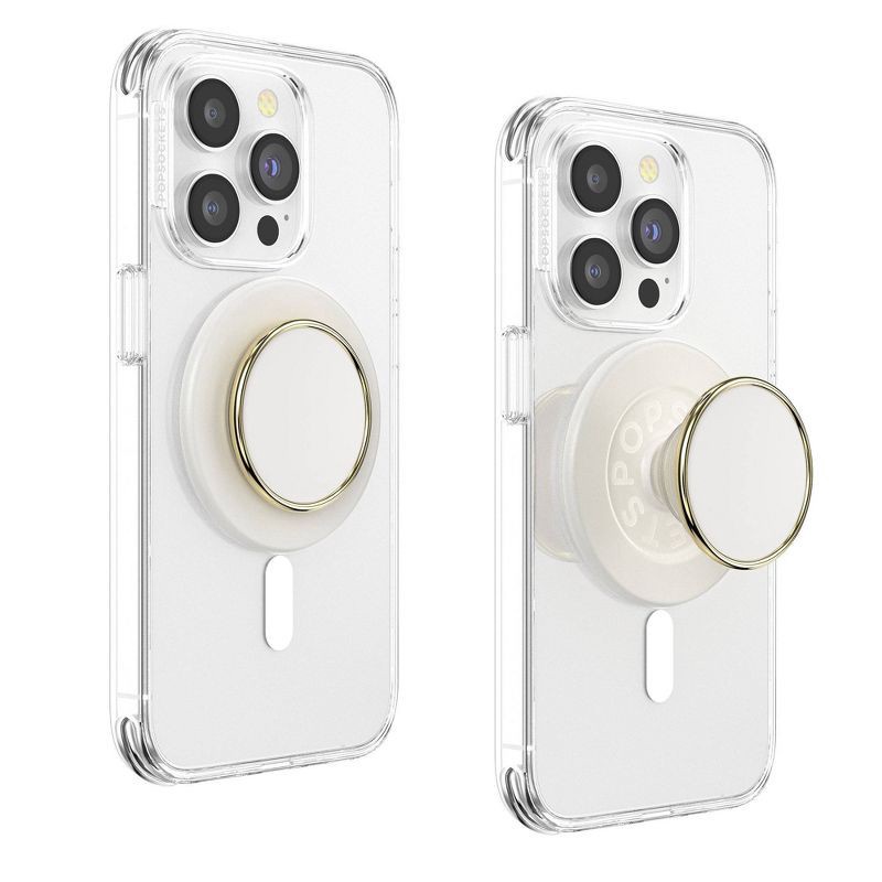 slide 2 of 8, PopSockets Magnetic Enamel Phone Grip with MagSafe, Magnetic Adapter Ring Included – Coconut Cream, 1 ct
