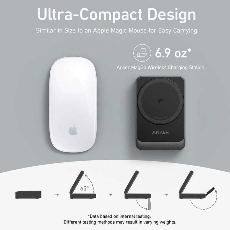 slide 6 of 8, Anker MagGo Wireless Charging Station (Foldable 3-in-1): USB-C for Apple Devices, 1 ct