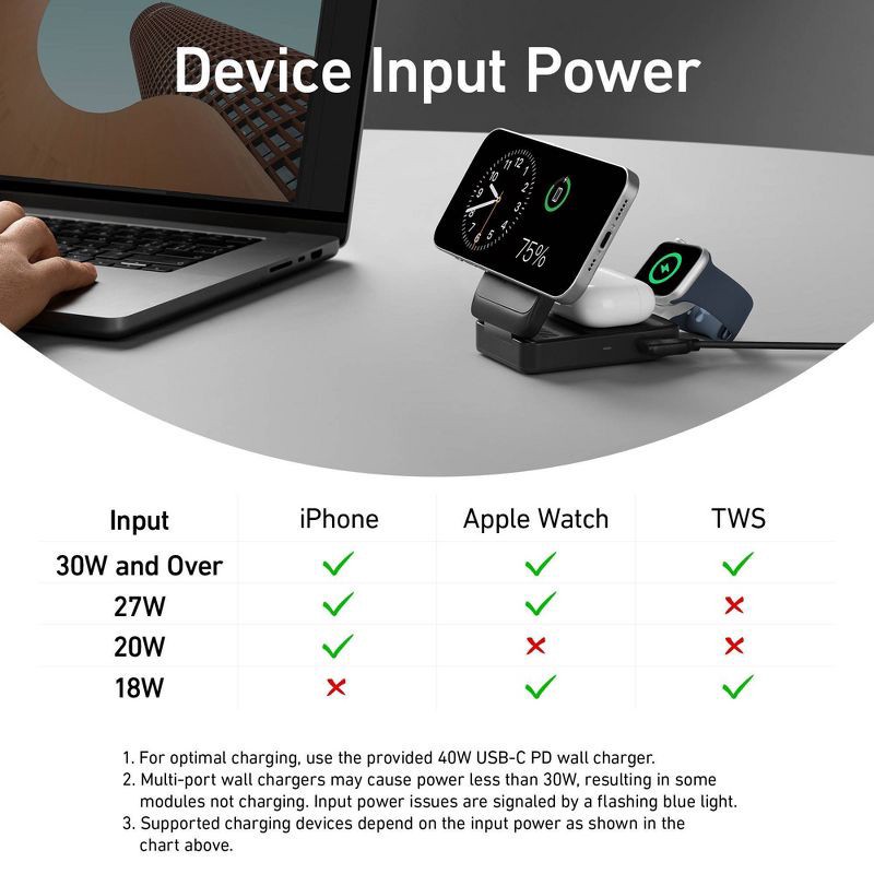 slide 4 of 8, Anker MagGo Wireless Charging Station (Foldable 3-in-1): USB-C for Apple Devices, 1 ct
