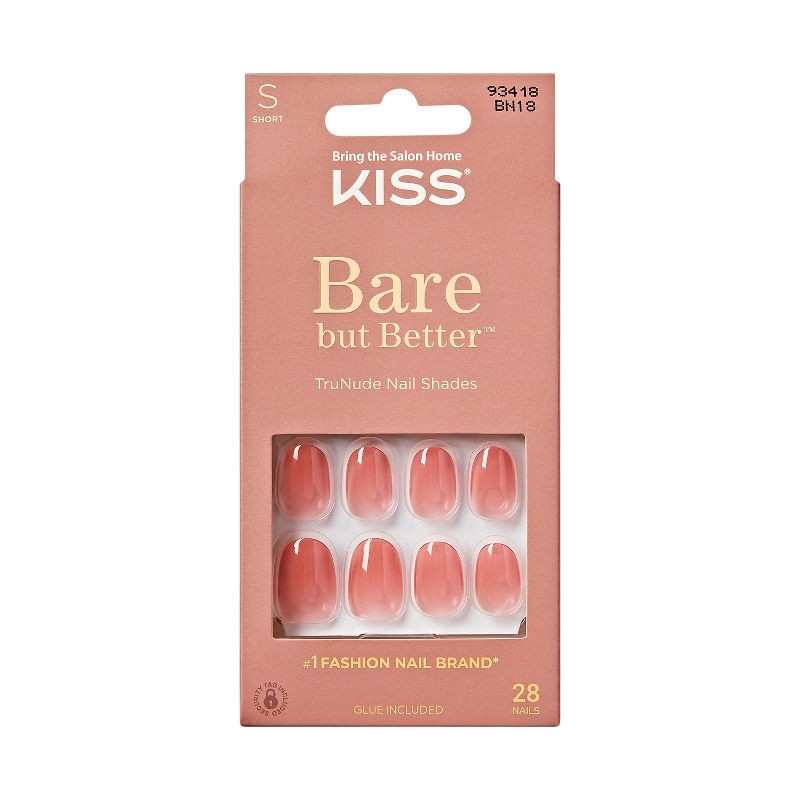 slide 1 of 11, KISS Products Bare-But-Better TruNude Press-On Fake Nails - Short Oval - No More Naps - 28ct, 28 ct