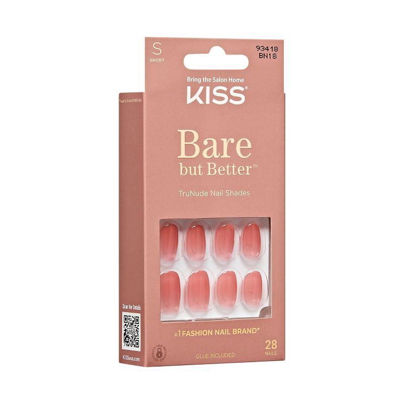 slide 9 of 11, KISS Products Bare-But-Better TruNude Press-On Fake Nails - Short Oval - No More Naps - 28ct, 28 ct