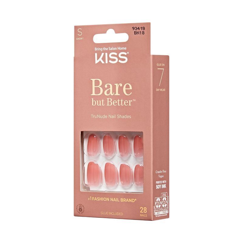 slide 10 of 11, KISS Products Bare-But-Better TruNude Press-On Fake Nails - Short Oval - No More Naps - 28ct, 28 ct