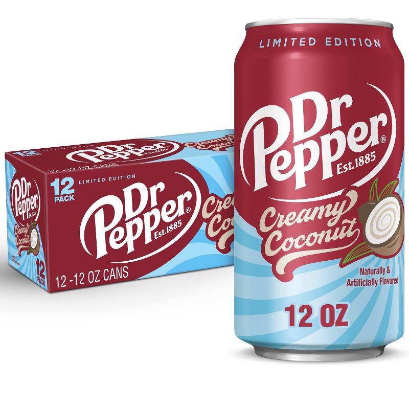 slide 1 of 6, Dr Pepper Creamy Coconut Soda - 12pk/12 fl oz Cans, 12 ct; 12 fl oz