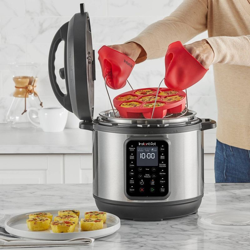 slide 3 of 6, Instant Pot 6qt 9-in-1 Pressure Cooker Bundle: Exclusive Bonus Silicone Pan with Lid, Rice & Multi Cooker, Stainless Steel, 6 qt