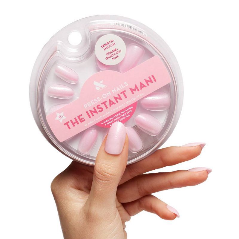 slide 2 of 6, Olive & June Press-On Fake Nails - M Oval - Pink Iridescent - 42ct, 42 ct