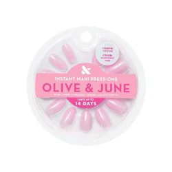 Olive & June Press-On Fake Nails - M Oval - Pink Iridescent - 42ct