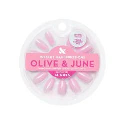Olive & June Press-On Fake Nails - M Oval - Pink Iridescent - 42ct
