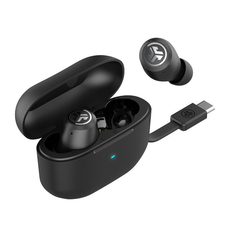 slide 12 of 13, JLab JBuds Active Noise Cancelling True Wireless Bluetooth Earbuds - Black: Built-In Microphone, USB-C Connection, Sweat-Resistant, 1 ct
