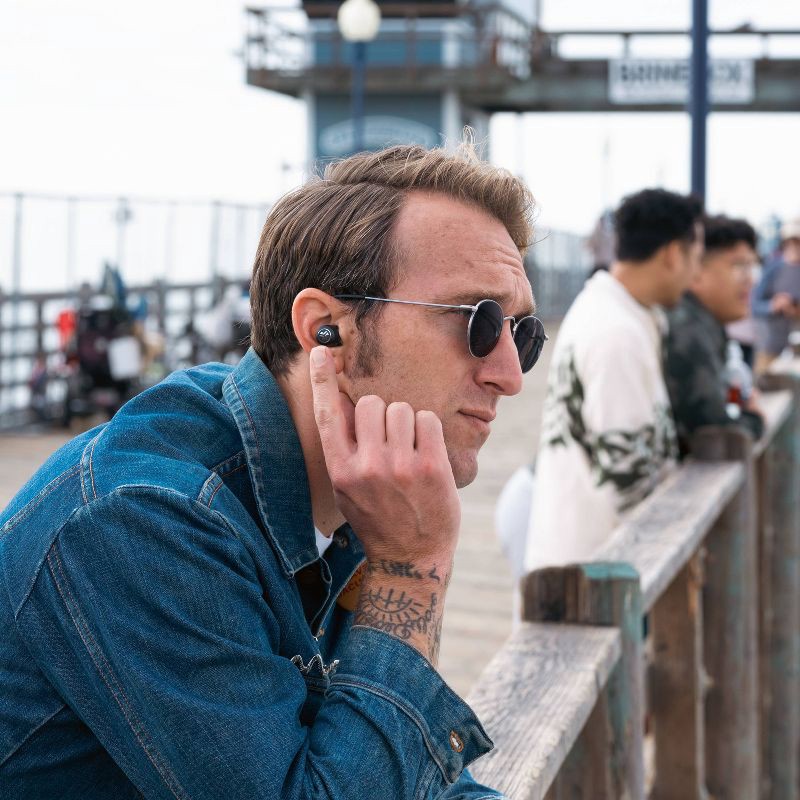 slide 5 of 13, JLab JBuds Active Noise Cancelling True Wireless Bluetooth Earbuds - Black: Built-In Microphone, USB-C Connection, Sweat-Resistant, 1 ct