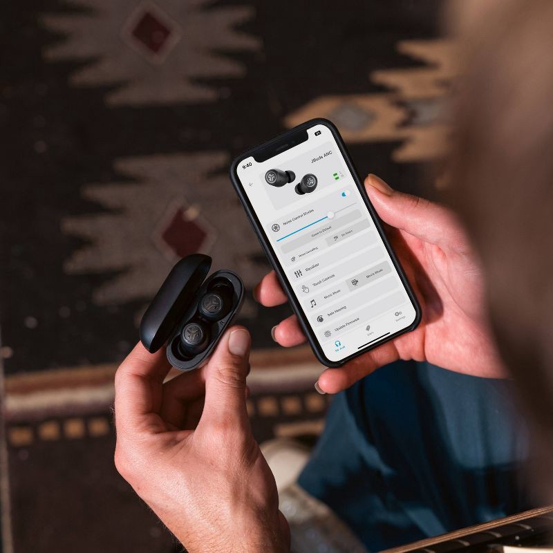 slide 4 of 13, JLab JBuds Active Noise Cancelling True Wireless Bluetooth Earbuds - Black: Built-In Microphone, USB-C Connection, Sweat-Resistant, 1 ct