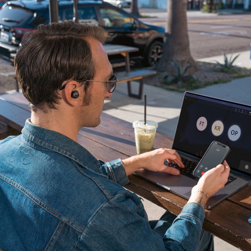 slide 6 of 13, JLab JBuds Active Noise Cancelling True Wireless Bluetooth Earbuds - Black: Built-In Microphone, USB-C Connection, Sweat-Resistant, 1 ct