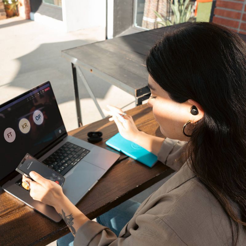 slide 7 of 13, JLab JBuds Active Noise Cancelling True Wireless Bluetooth Earbuds - Black: Built-In Microphone, USB-C Connection, Sweat-Resistant, 1 ct