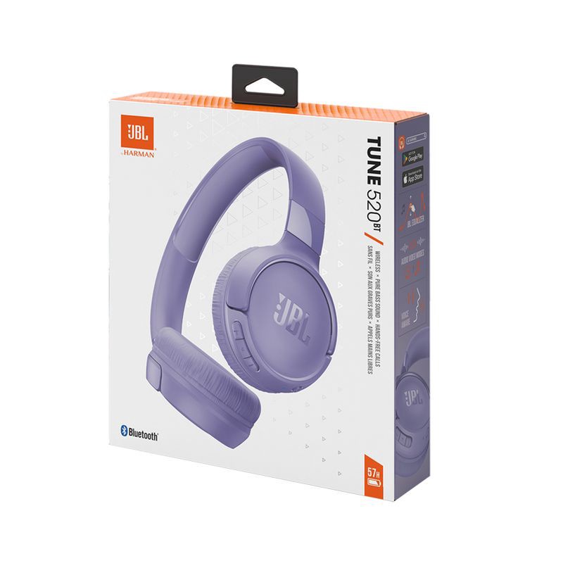 slide 11 of 19, JBL Tune 520BT Bluetooth Wireless On-Ear Headphones - Purple: USB-C, Built-In Microphone, 1 ct