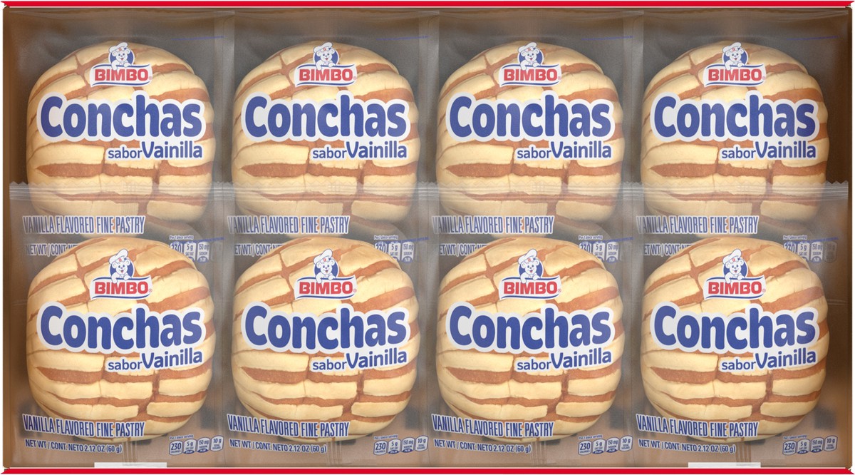 slide 4 of 6, Bimbo Conchas Vanilla Pastry, 8 packs, Soft Pastries, 16.96 oz Box, 8 ct