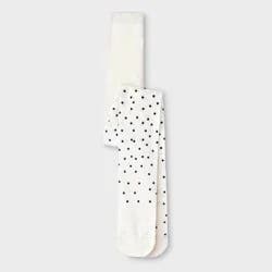 Girls' Fashion Cotton 'Black Dot' Sweater Tights - Cat & Jack™ Off-White S
