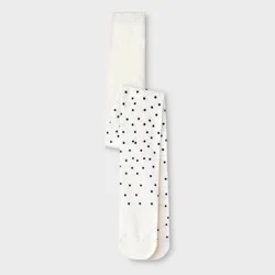 Girls' Fashion Cotton 'Black Dot' Sweater Tights - Cat & Jack™ Off-White L: High Waisted Knit Hosiery