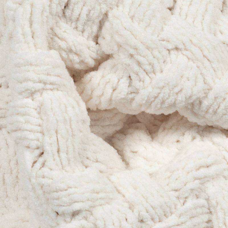 slide 5 of 5, Chenille knit Throw Blanket Ivory - Threshold™: Midweight Basket Weave, 50x60", Sensory Friendly, Machine Washable, 1 ct