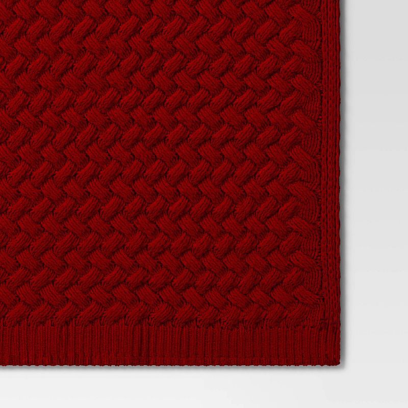 slide 4 of 4, Chenille knit Throw Blanket Red - Threshold™: Midweight Basket Weave, 50x60", Sensory Friendly, Machine Washable, 1 ct