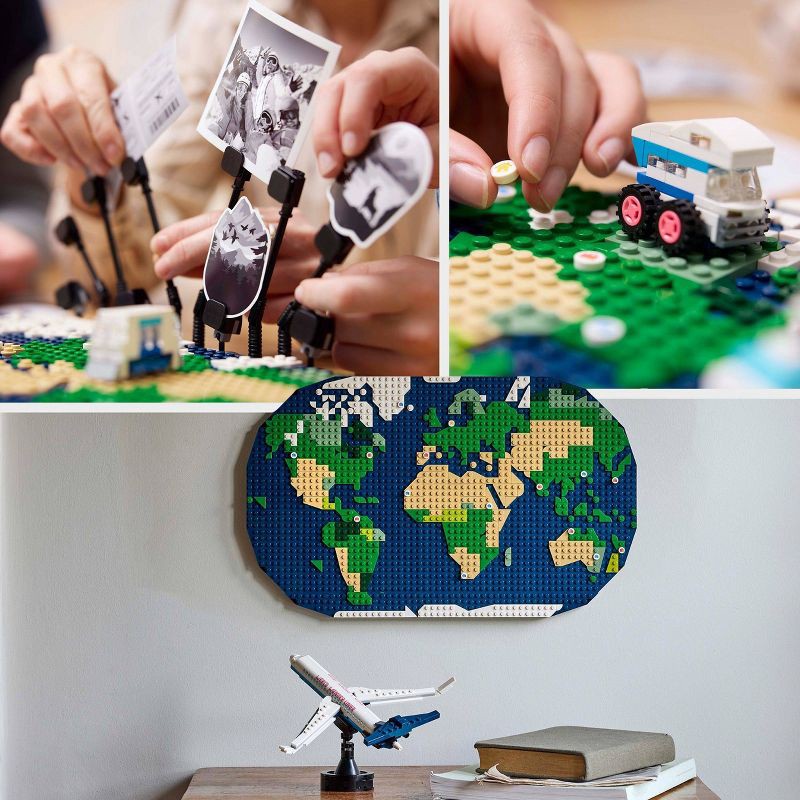 slide 3 of 7, LEGO Travel Moments Building Set, World Map for Travelers and Home Décor 41838, 1 ct